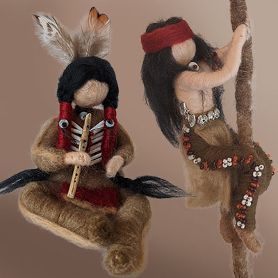 Kleiner Indianer Native American needle felted Filz Wolle