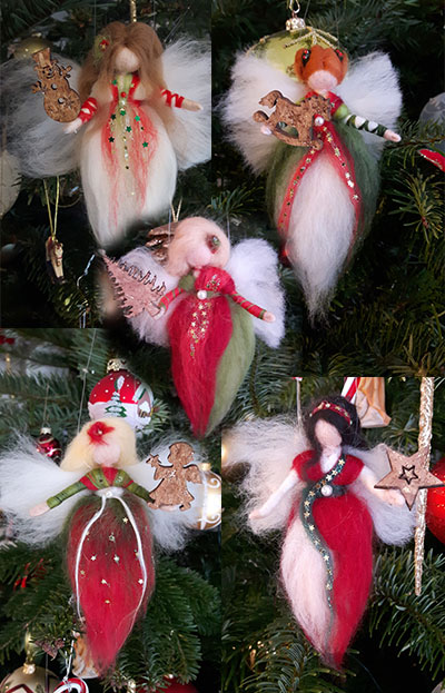 Weihnachten Mini Engel Christbaum Schmuck Dekoration Filz Wolle Tannenbaum