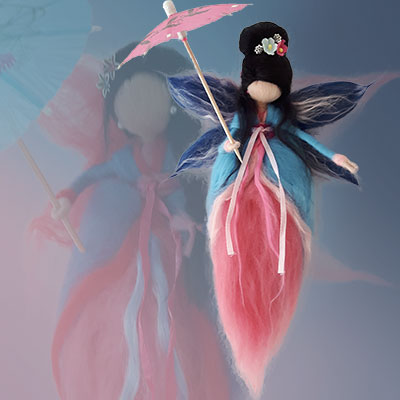 Filzwolle Schirm chinesische Fee Tänzerin chinese dancer fairy