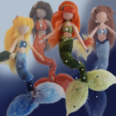 Meerjungfrau Filz Wolle needle felted mermaid Sirene Nymphe